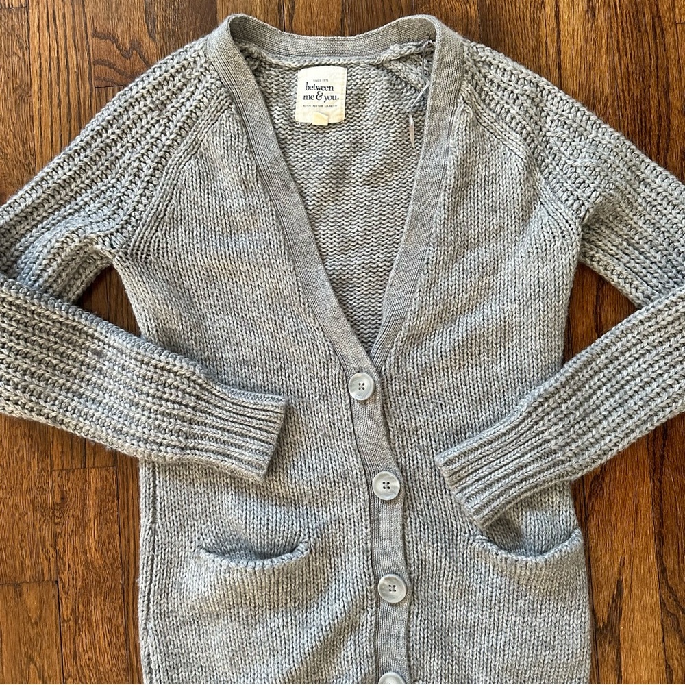Between Me & You Wool Mix Gray Cardigan Small Button down - Picture 6 of 9